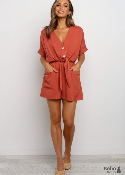 Red & Green Boho Jumpsuit Nina